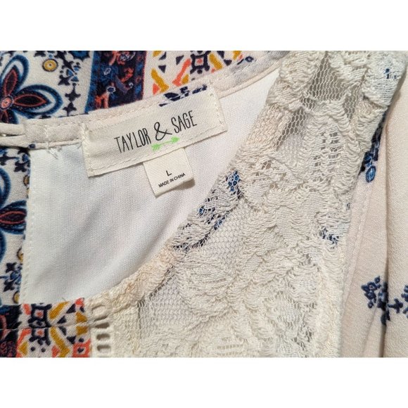 TAYLOR & SAGE sleeveless Bohemian lace comfortable summer dress size L - Picture 8 of 10